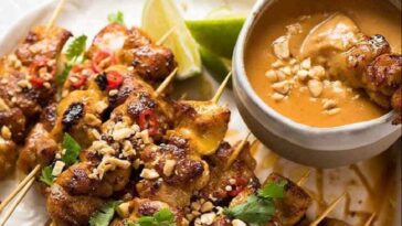 tiras de pollo satay con nueces