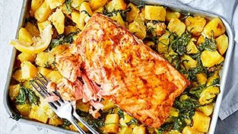 salmon con especias y sag aloo en bandeja 1