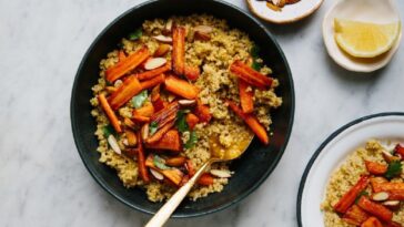 Receta de zanahorias asadas, coliflor, granos y aderezo