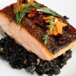 arroz venus con salmon y calabacin