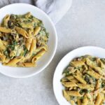 pasta con champinones y espinacas