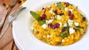 risotto con arandanos calabaza y queso gorgonzola