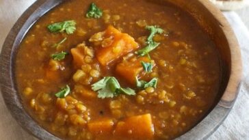 sopa de calabaza y lentejas