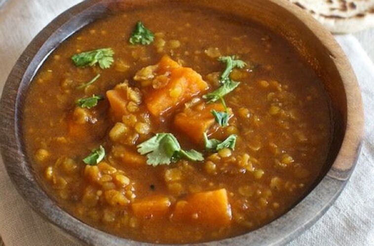 sopa de calabaza y lentejas