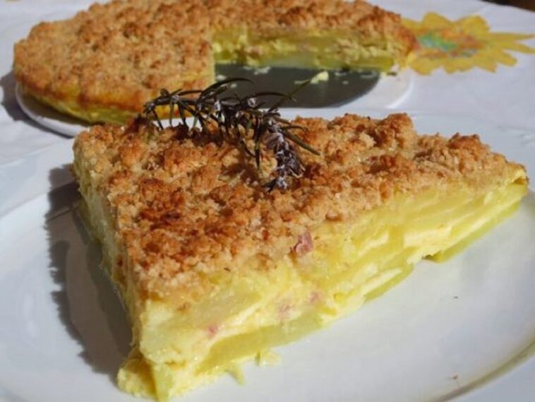 crumble de patatas con salchicha