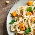 pasta con calabaza y bacon