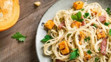 pasta con calabaza y bacon