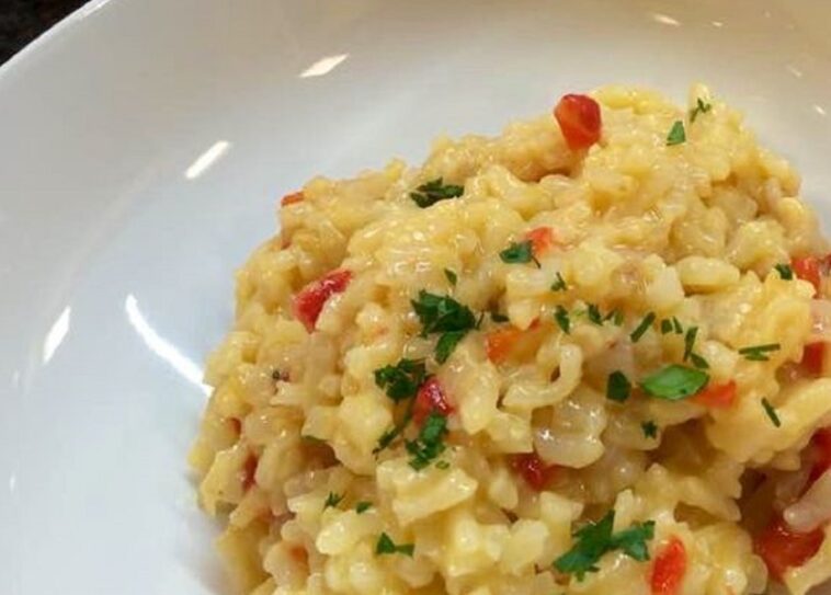 risotto cremoso con pimienta roja