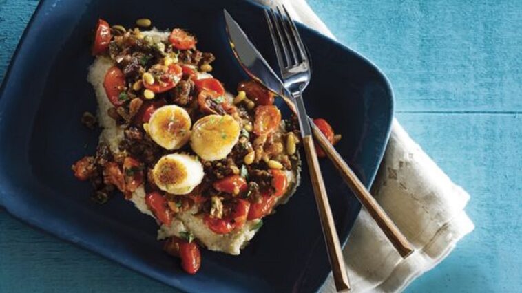 filetes de dorada con caponata de cardo