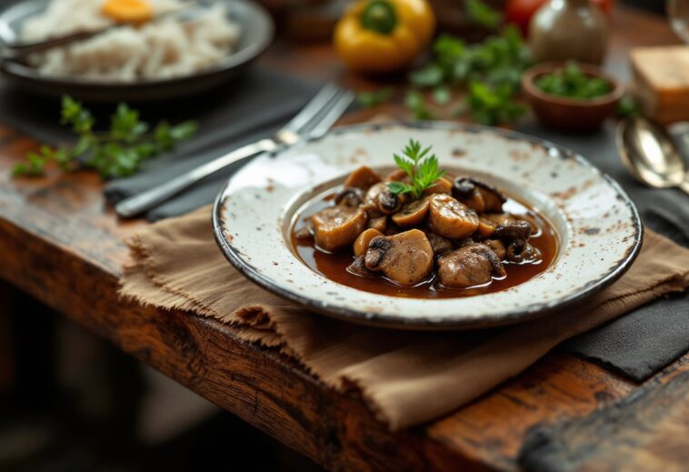 Piatto tradizionale fricandó della gastronomia catalana