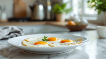 Huevos fritos cocinados en freidora de aire