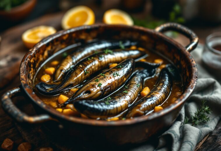 Piatto di angulas a la cazuela, specialità vasca