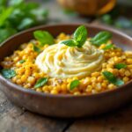 Mote de queso servito con ingredienti freschi