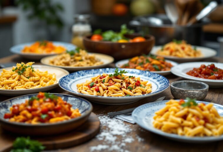 Plato de pasta saludable con ingredientes frescos