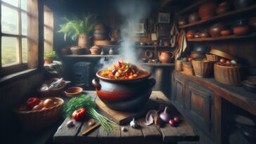 Guiso de choupas caliente en un plato hondo