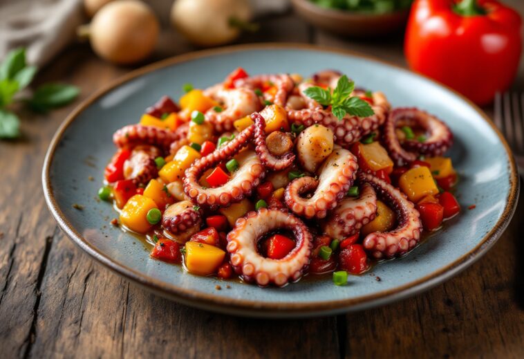 Pulpo a la gallega servido en un plato tradicional