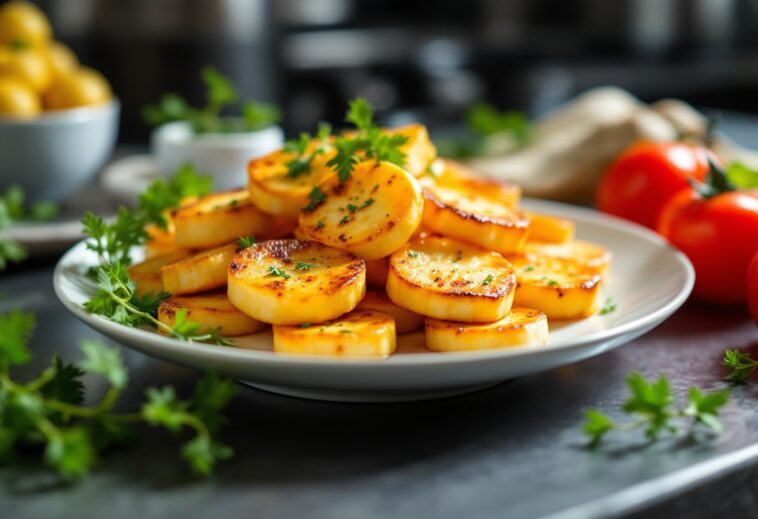 Delicioso queso halloumi en un plato colorido