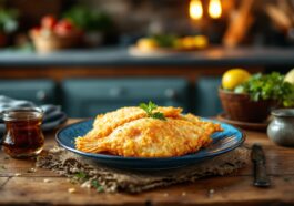 Bacalao frito croccante con contorni freschi