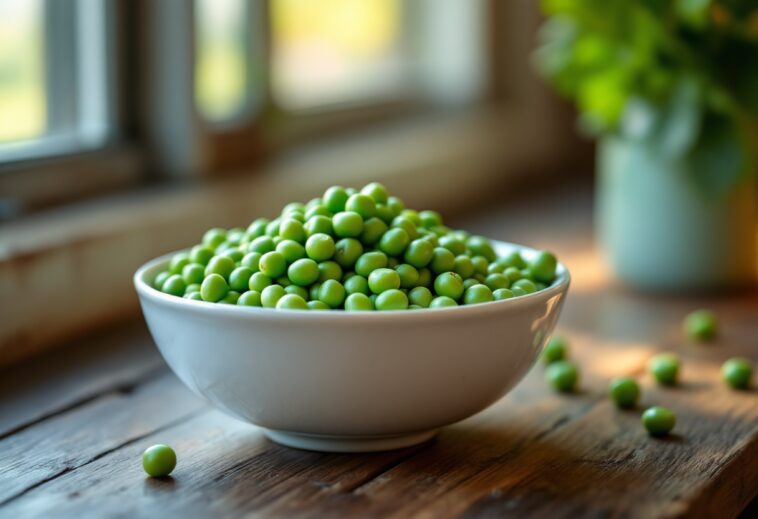 Guisantes cocidos perfectamente en una olla