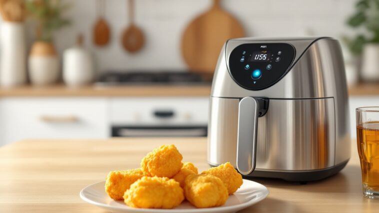 Croquetas congeladas cocinadas en freidora de aire