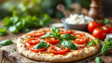 Pizza rápida hecha con tortillas de trigo y ingredientes frescos