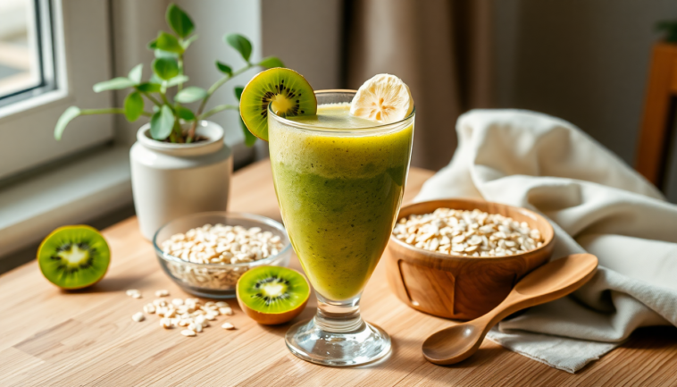 batido de kiwi y platano con avena energia en un vaso 1746297510