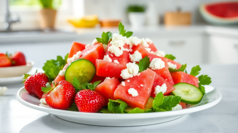 ensalada refrescante de fresas sandia y queso feta 1748520983