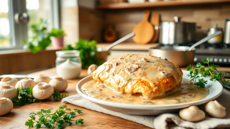 delicioso pollo en salsa de champinones y crema en solo media hora 1752857472