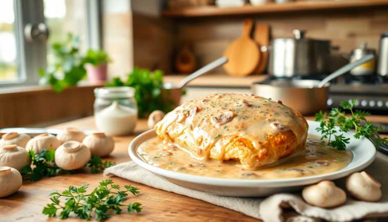delicioso pollo en salsa de champinones y crema en solo media hora 1752857472