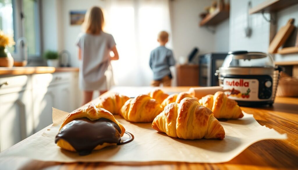 Cruasanes pequeños de Nutella en freidora de aire fáciles y rápidos