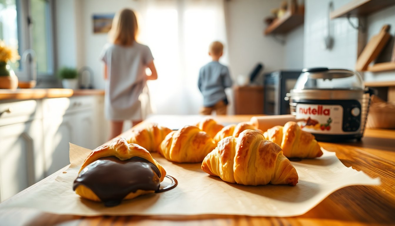 Cruasanes pequeños de Nutella en freidora de aire fáciles y rápidos