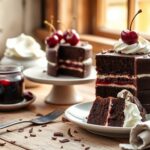 Receta de tarta selva negra con nata, cerezas y virutas de chocolate